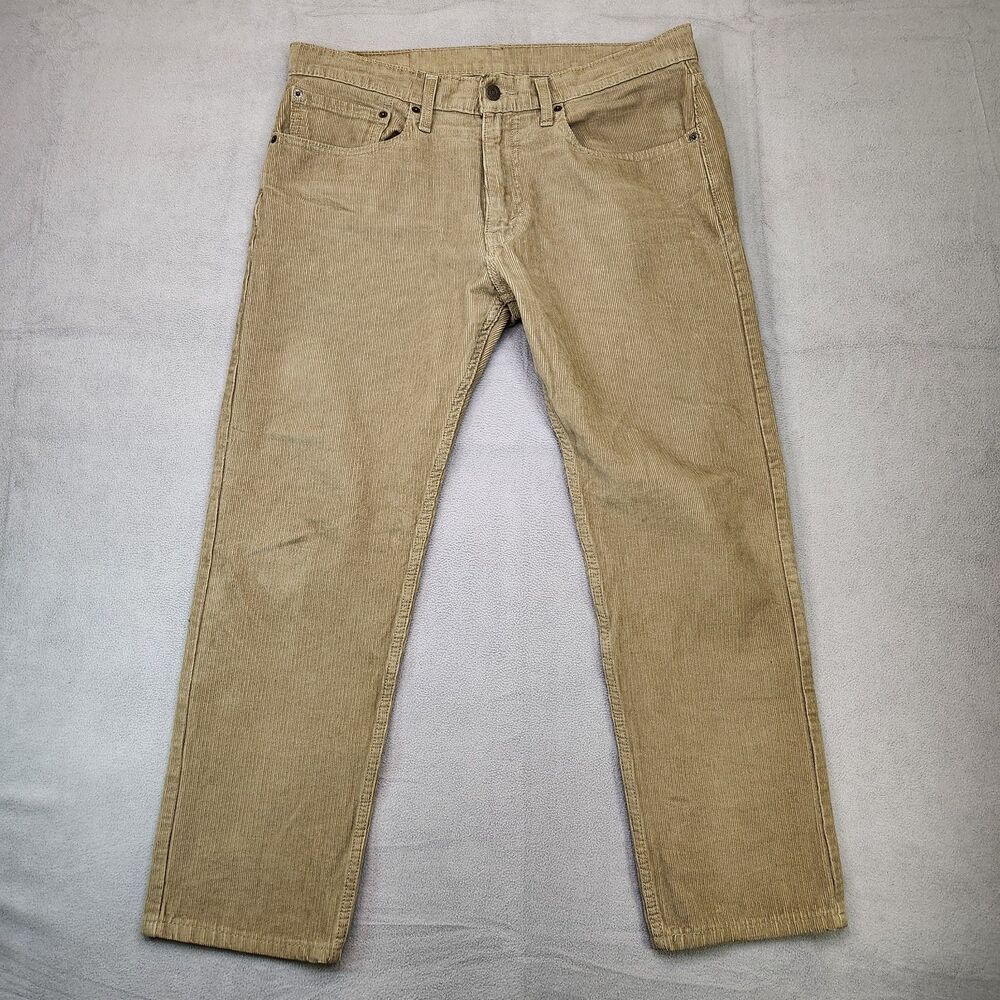 Levi's 502 Corduroy Pants Men's 34x30 Brown Tapered Cotton Stretch Flat Casual‎